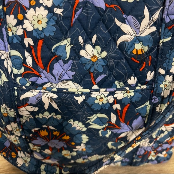 VERA BRADLEY Floral Bursts Small VERA TOTE Blue Purple Orange Zipper Shoulder - Picture 3 of 11